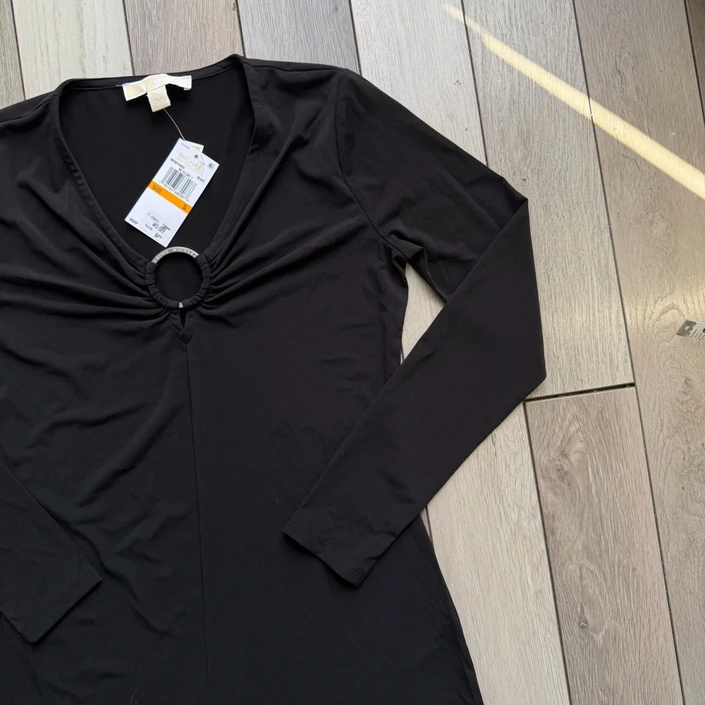 Michael Kors Black Long Sleeve Dress with Ring Detail - Picture 4 of 4